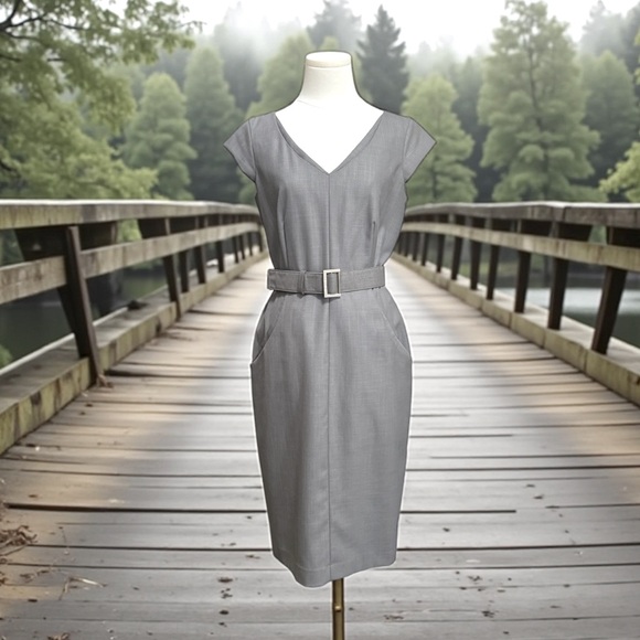 NWT Calvin Klein Women’s Grey Belted Dress! Size 4! NEW! - Picture 2 of 10